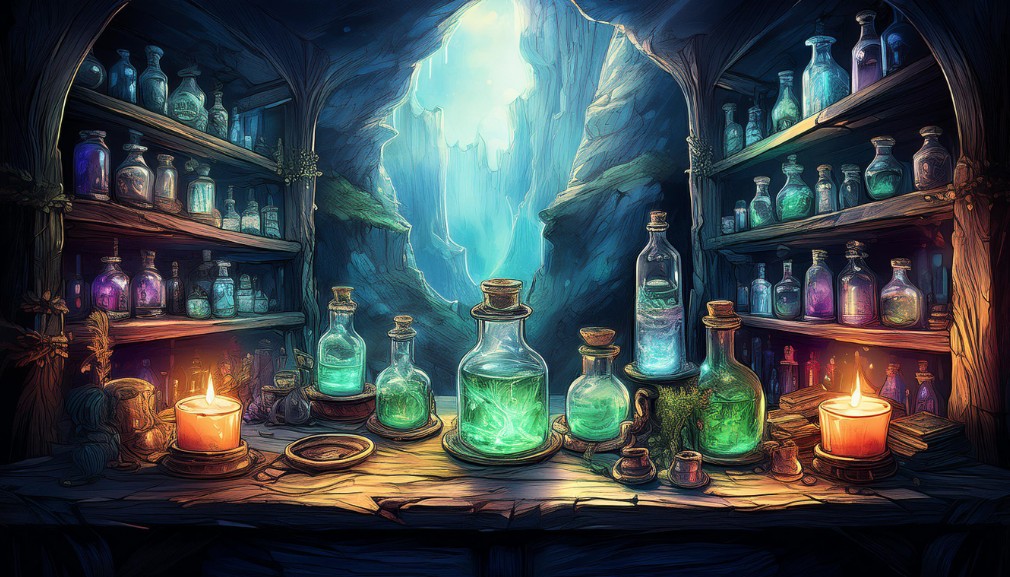 Potions in a cave